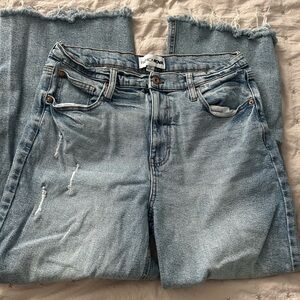 Fashion Nova Blue Ripped Straight Leg Jeans